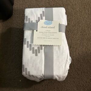 Cloud Island White and Gray Crib Sheets